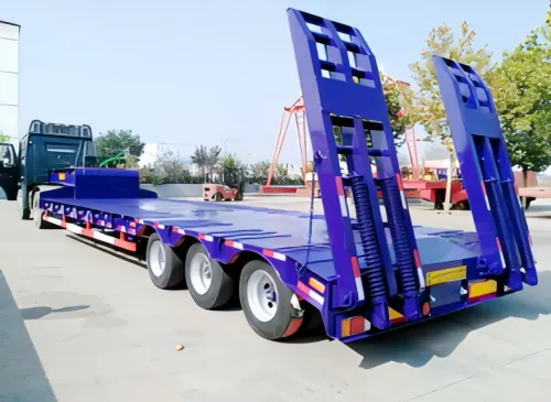 60 Ton Payload Lowbed Trailer 3 axles 12 Tires show 60 Ton Payload Lowbed Trailer 3 axles 12 Tires show